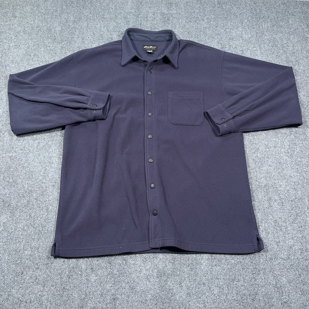 VTG Eddie Bauer 90s Men's L Snap Button Fleece Flannel Shirt Work Jacket Grandpa